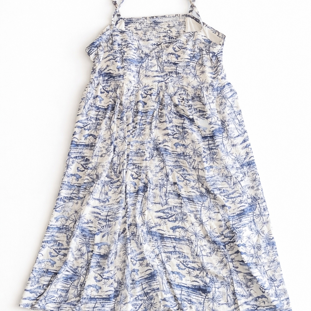 Torrid Blue and White Tropical Print Sundress